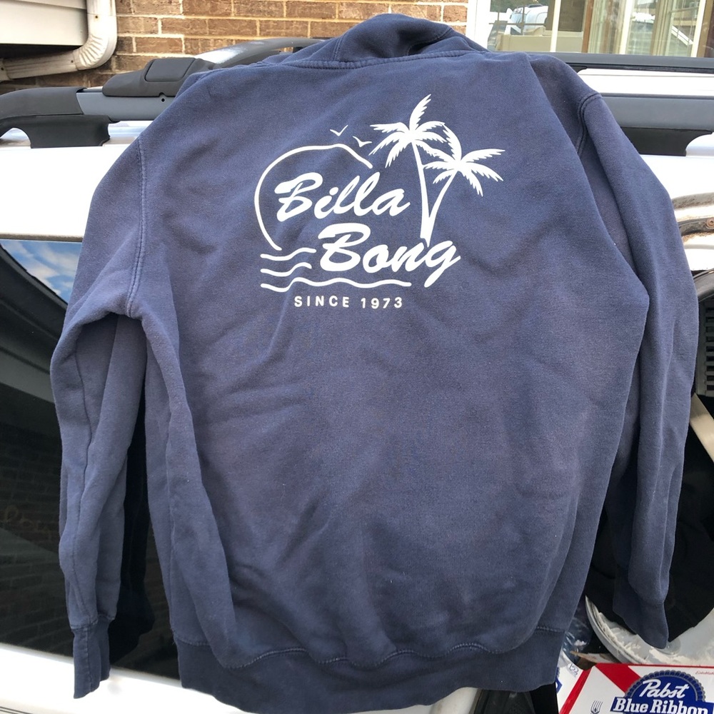 Billabong black hoodie hooded sweatshirt. Tropical fluorescent design